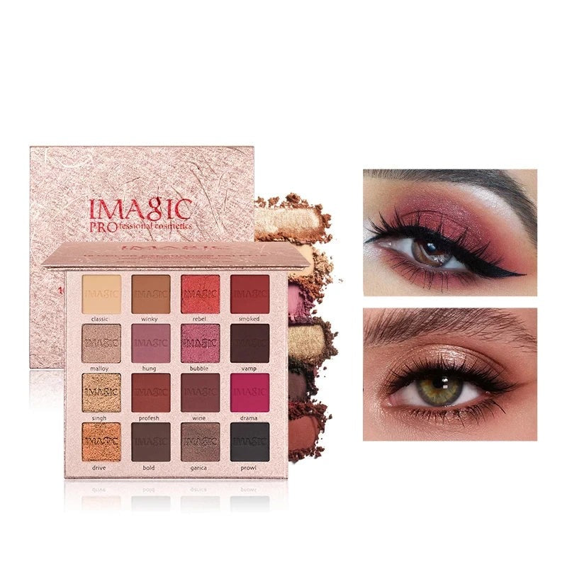 IMAGIC New Arrival Charming Eyeshadow 16 Color Makeup Palette Matte Shimmer Pigmented Eye Shadow Powder